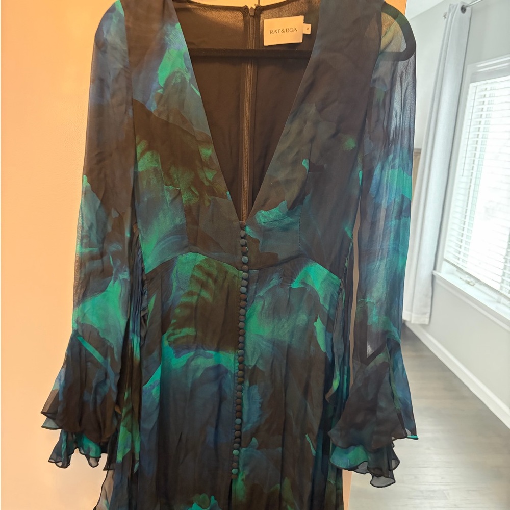 Rat & Boa Fiorella Midnight Blue and Emerald Long Sleeve Dress - Picture 5 of 11